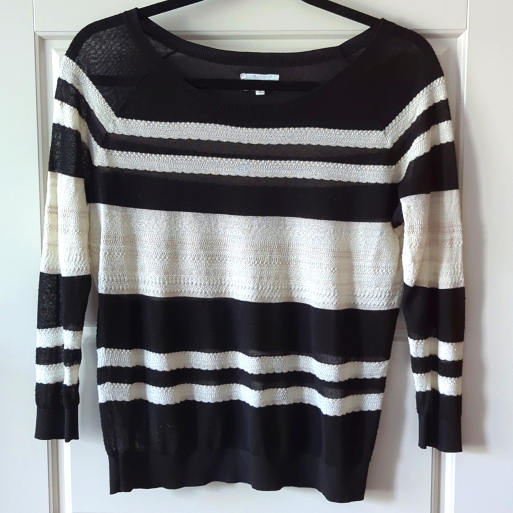 Lou & Grey striped 3/4 length sleeve knit tee small